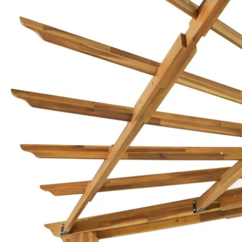 Roomfitters Acacia Wood Pergola Rustic Outdoor Patio Shade Structure Teak