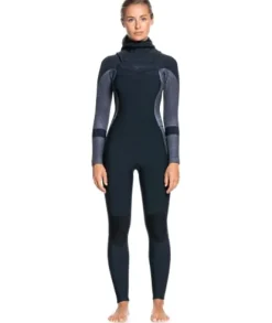 Roxy Womens 5/4/3 Syncro Hooded Front Zip GBS Wetsuit – Jet/Black
