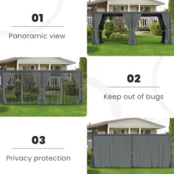 RoyalCraft 10′ x 20′ Outdoor Adjustable Louvered Pergola Gray