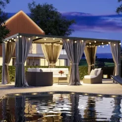 RoyalCraft 10′ x 20′ Outdoor Adjustable Louvered Pergola Gray