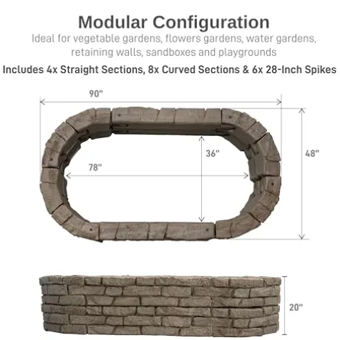 RTS Home Accents Rock Lock Raised Garden Bed Kit 96″ Oval