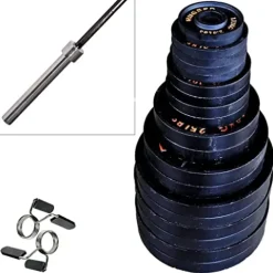 Rugged Strength & Fitness Olympic Weight Plate Set Black