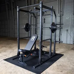 Rugged Strength & Fitness Power Rack with Extended Half Rack Package Black