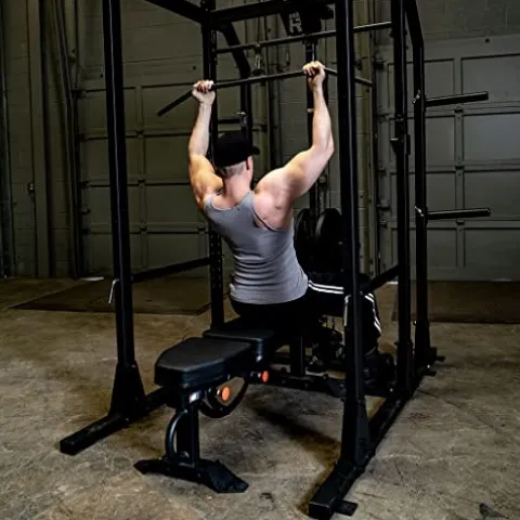 Rugged Strength & Fitness Power Rack with Extended Half Rack Package Black