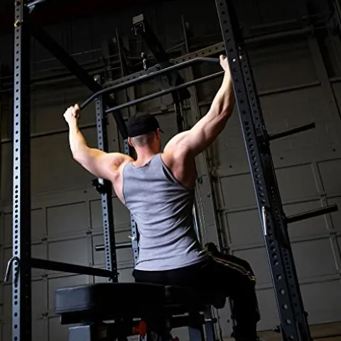 Rugged Strength & Fitness Power Rack with Extended Half Rack Package Black