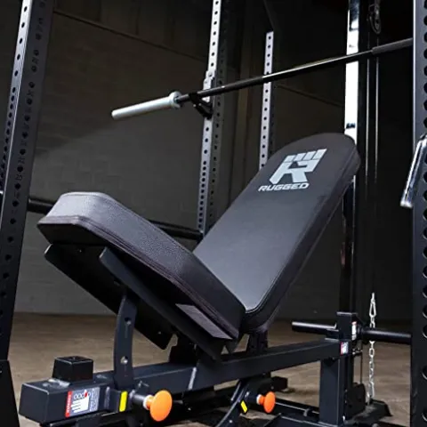Rugged Strength & Fitness Power Rack with Extended Half Rack Package Black