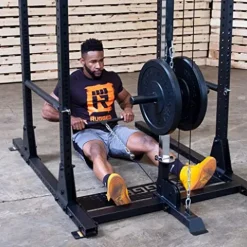 Rugged Strength & Fitness Power Rack with Lat Attachment & Heavy Duty Flat-Incline Bench Black