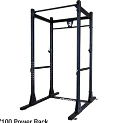 Rugged Strength & Fitness Power Rack with Lat Attachment & Heavy Duty Flat-Incline Bench Black