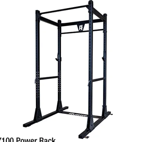 Rugged Strength & Fitness Power Rack with Lat Attachment & Heavy Duty Flat-Incline Bench Black