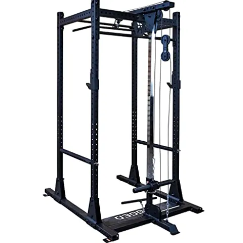 Rugged Strength & Fitness Power Rack with Lat Attachment Black