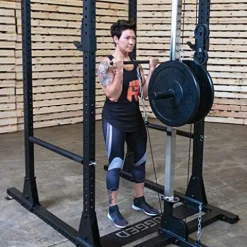 Rugged Strength & Fitness Power Rack with Lat Attachment Black