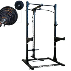 Rugged Strength & Fitness Half Rack with Lat Attachment Black