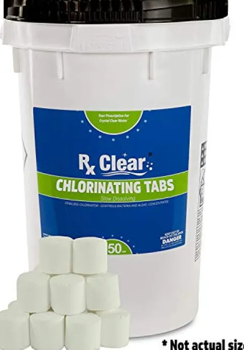 Rx Clear 1-Inch Stabilized Chlorine Tablets for Pools & Spas UV Protected 1200 Lbs