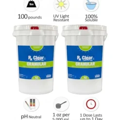 Rx Clear Stabilized Granular Chlorine 100 lbs for Pools and Spas