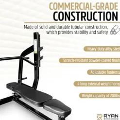 Ryan Sherwood Olympic Bench Chest Press with 4 Long External Storage Weight Horns Black