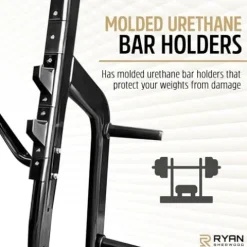 Ryan Sherwood Olympic Bench Chest Press with 4 Long External Storage Weight Horns Black