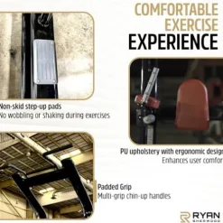 RYAN SHERWOOD Power Tower – Commercial Chin Dip Station with Vertical Knee Raise, 275 lb Capacity