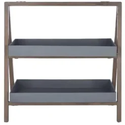 Safavieh Outdoor Collection Danser 2-Tier Shelf Dark Walnut/Grey
