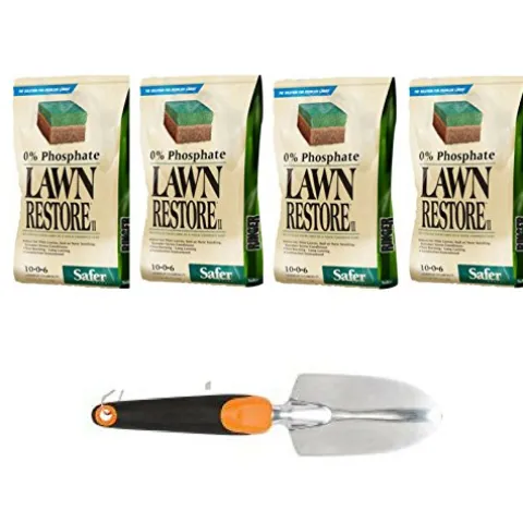 Safer Brand Ringer Lawn Restore II Fertilizer 25 lb 4 Pack with Trowel