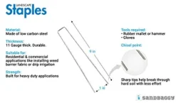 Sandbaggy 9 Inch Extra Long Landscape Staples (11 Gauge) – Heavy Duty Fabric Pins for Garden & Lawn – 10,000 Count