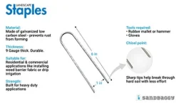 Sandbaggy Galvanized 6-Inch Landscape Staples 9 Gauge Steel (5,000 Staples)