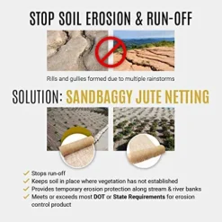 Sandbaggy Jute Netting Roll Erosion Control Matting Blanket 225 ft x 4 ft Brown