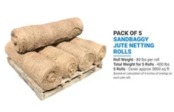 Sandbaggy Jute Netting Roll Erosion Control Matting Blanket 225 ft x 4 ft Brown