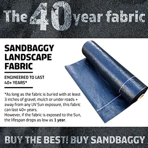 Sandbaggy Landscape Fabric | 40 Year Weed Mat & Ground Cover | 3 ft x 500 ft – 10 Rolls Blue