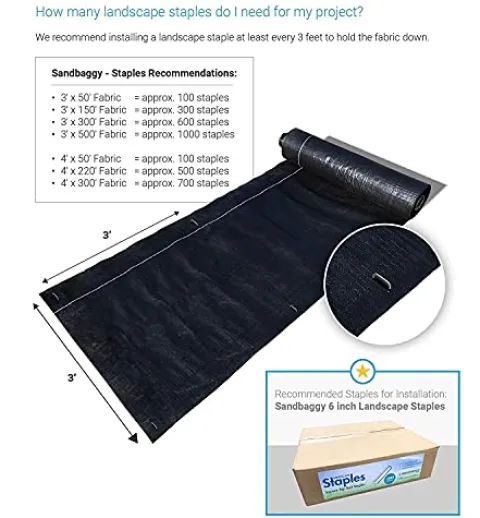 Sandbaggy Landscape Fabric | 40 Year Weed Mat & Ground Cover | 3 ft x 500 ft – 10 Rolls Blue