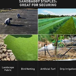 Sandbaggy Round Top 6-Inch Landscape Staples for Ground Cover & Drip Irrigation (10,000 Staples)