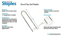 Sandbaggy Round Top 6-Inch Landscape Staples for Ground Cover & Drip Irrigation (10,000 Staples)