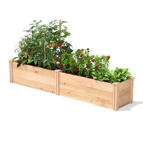 Saranya 18″ Rustic Natural Wood Cedar Raised Bed Planter Box Natural Wood