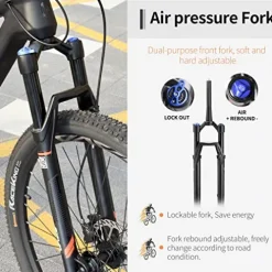 SAVADECK Carbon Fiber Mountain Bike 27.5×17 Black Blue