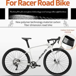 SAVADECK Carbon Gravel Road Bike GRX600 11-Speed Black 47cm