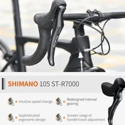 SAVADECK Carbon Road Bike Windwar5.0 with Shimano 105 40-Speed Groupset, Ultra-Light Bicycle New Black