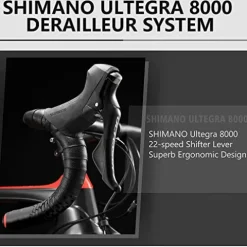 SAVADECK Carbon Road Bike 700C Carbon Frame Racing Bicycle with R8000 22 Speed GroupSet, 25C Tire (Black 54cm)