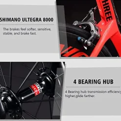 SAVADECK Carbon Road Bike 700C Carbon Frame Racing Bicycle with R8000 22 Speed GroupSet, 25C Tire (Black 54cm)