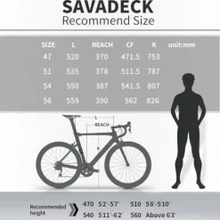 SAVADECK Carbon Road Bike with Shimano SORA R3000 18 Speed Derailleur System, Racing Bicycle – Black