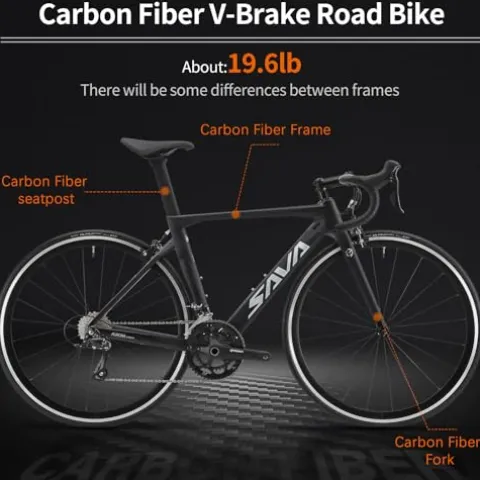 SAVADECK Carbon Road Bike with Shimano SORA R3000 18 Speed Derailleur System White