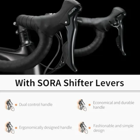 SAVADECK Carbon Road Bike with Shimano SORA R3000 18 Speed Derailleur System White