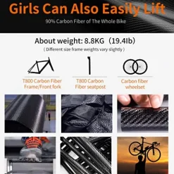 SAVADECK Carbon Road Bike T800 Carbon Fiber Frame 700C Racing Bicycle Shimano 105 R7000 22 Speed Groupset Mechanical Disc Brake Black White