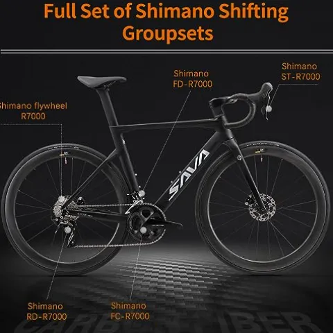 SAVADECK Carbon Road Bike T800 Carbon Fiber Frame 700C Racing Bicycle Shimano 105 R7000 22 Speed Groupset Mechanical Disc Brake Black White