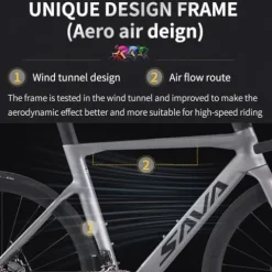 SAVADECK Carbon Road Bike T800 700C 105 R7000 22 Speed Grey