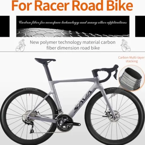 SAVADECK Carbon Road Bike T800 Fiber Frame 700C Racing Bicycle 105 R7000 22 Speed Groupset Mechanical Disc Brake New Green