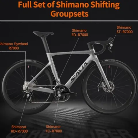 SAVADECK Carbon Road Bike T800 Fiber Frame 700C Racing Bicycle 105 R7000 22 Speed Groupset Mechanical Disc Brake New Green