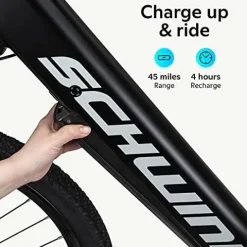 Schwinn Electric Hybrid Bike 18.5-Inch Aluminum Frame Matte Black