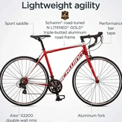 Schwinn Fastback Tourney AL Adult Road Bike 700c 14-Speed Large Red