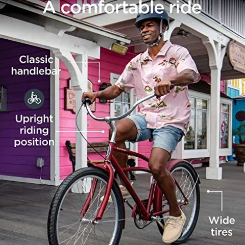 Schwinn Huron Adult Beach Cruiser Bike 26-Inch Red