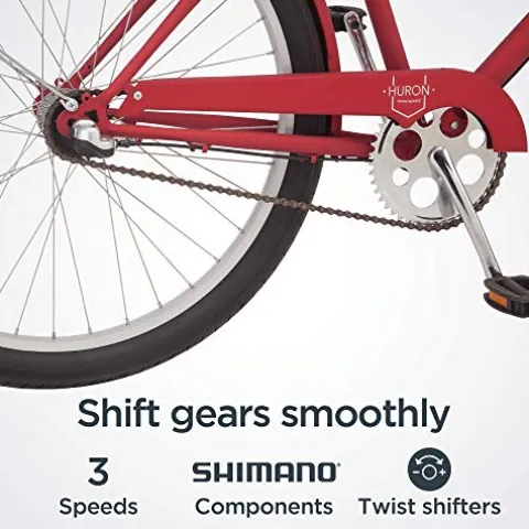 Schwinn Huron Adult Beach Cruiser Bike 26-Inch Red