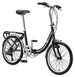 Schwinn Loop Adult Folding Bike 20-inch Wheels 7-Speed Drivetrain Rear Cargo Rack Carrying Bag Black